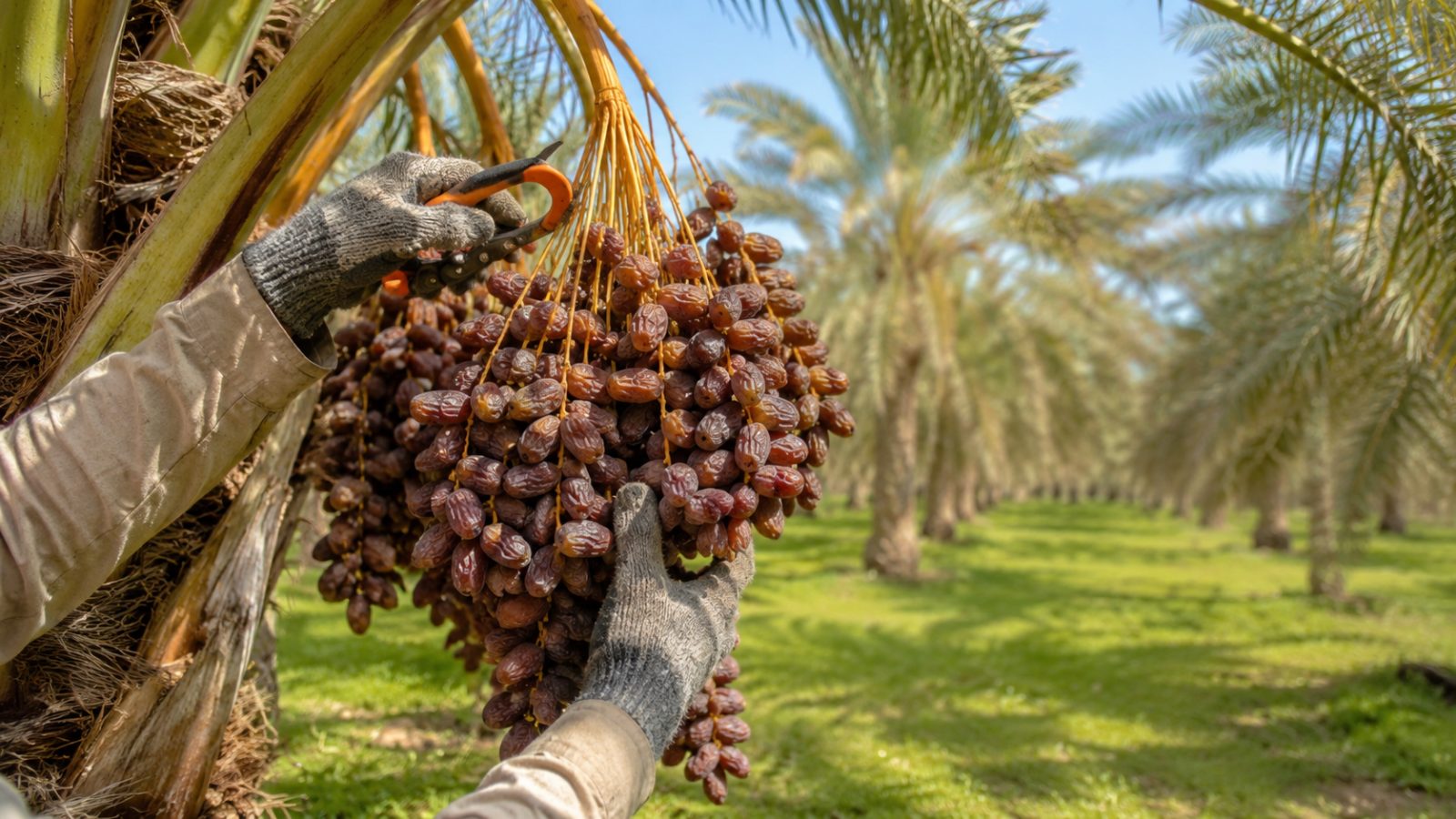 برداشت خوشه خرمای مجول